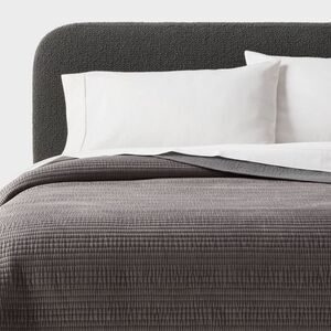 Open Box - Threshold - Full/Queen Ruched Velvet Quilt Gray - Threshold Gray